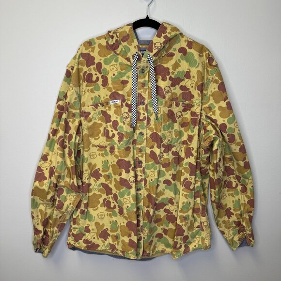 TRUKFIT Camo Hooded Button Up Shacket 3XL Skate Streetwear Long Sleeve Tan Brown - Picture 1 of 8